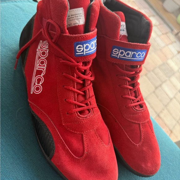 Sparco Red Racing Suede High-Top Shoe - Picture 2 of 8